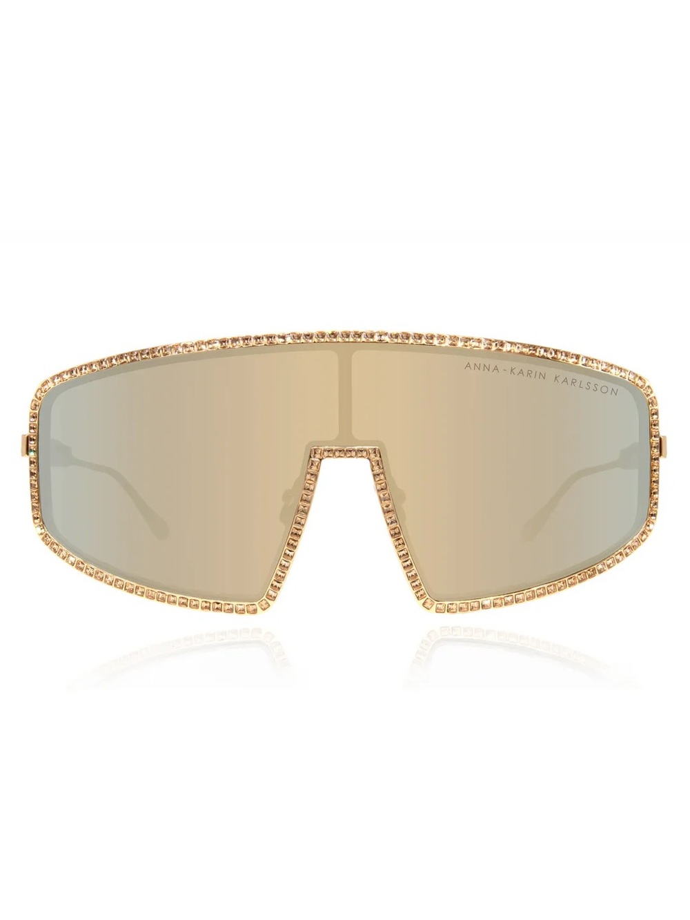 New Anna Karin Karlsson Shady Luv 2.0 Gold Blush Mirror Shield Mask Sunglasses